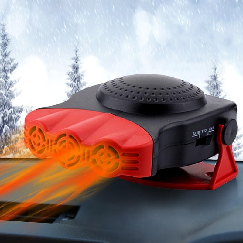 Leaflai Car Heater,12V Fast Heating Defrost Defogger, 2 in1 Fast Heating or Cooling Fan 150W Portable Car Heater(Red) - Image 1
